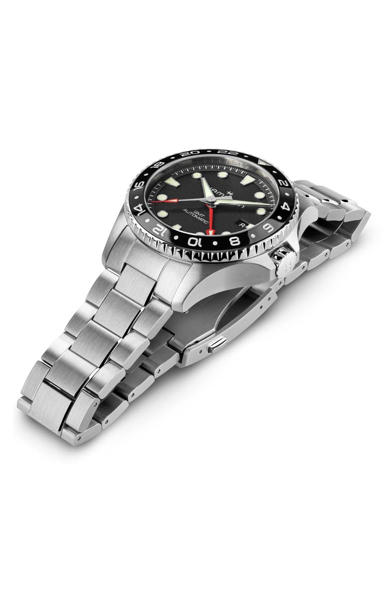 Hamilton Khaki Navy Scuba GMT Automatic Bracelet Watch, 43mm, Alternate, color, Black
