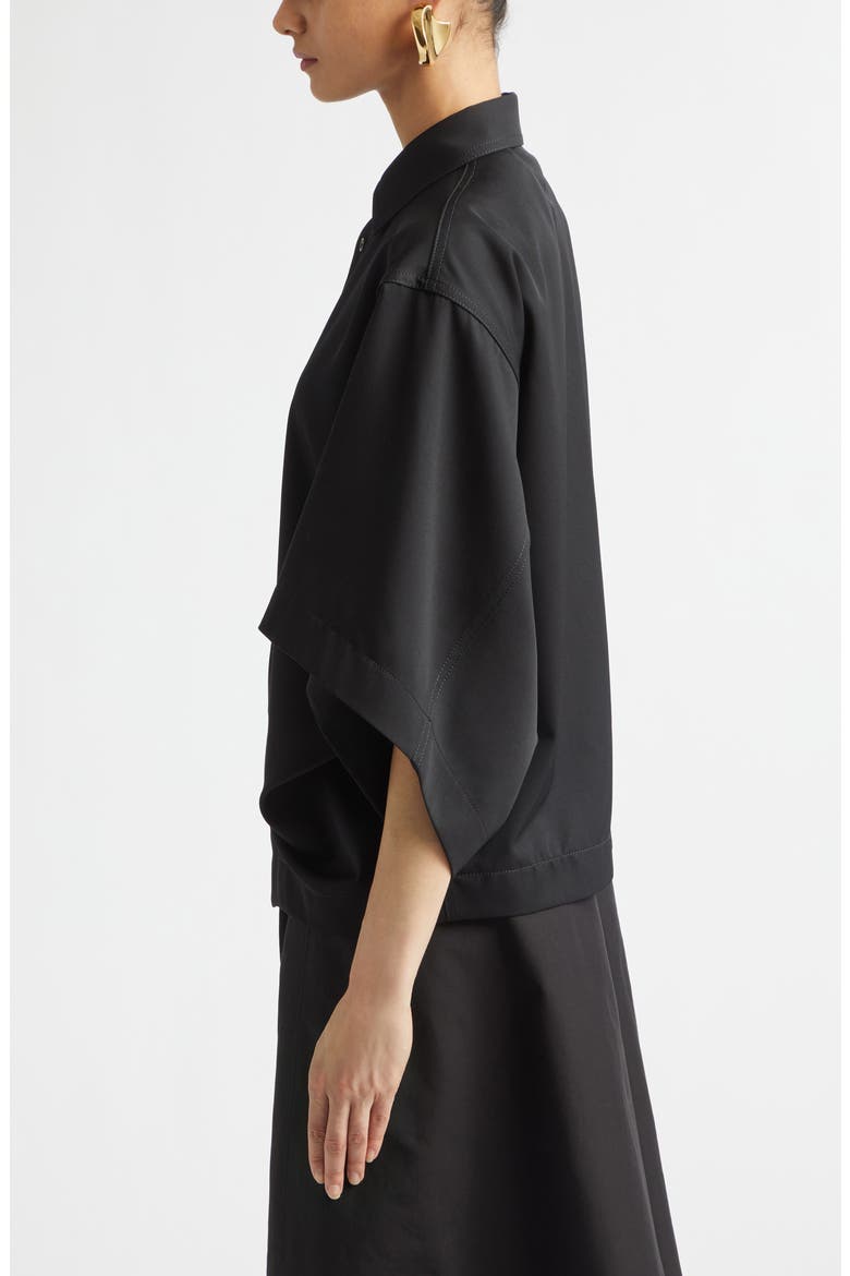 Wool Twill Button-Up Shirt, Alternate, color, 1010 DOUBLE BLACK