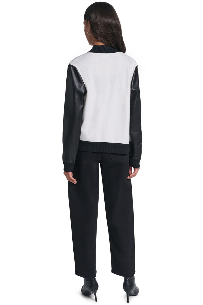 Choupette Varsity Jacket, Alternate, color, SOFT WHITE/ BLACK