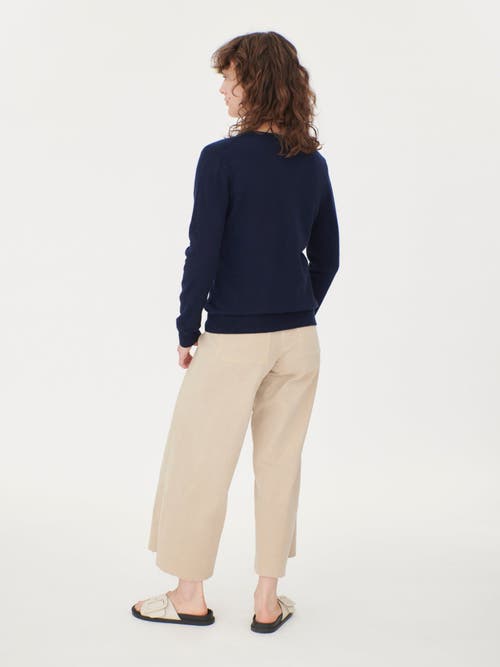 Gobi Mongolian Cashmere V-neck Cardigan In True Navy