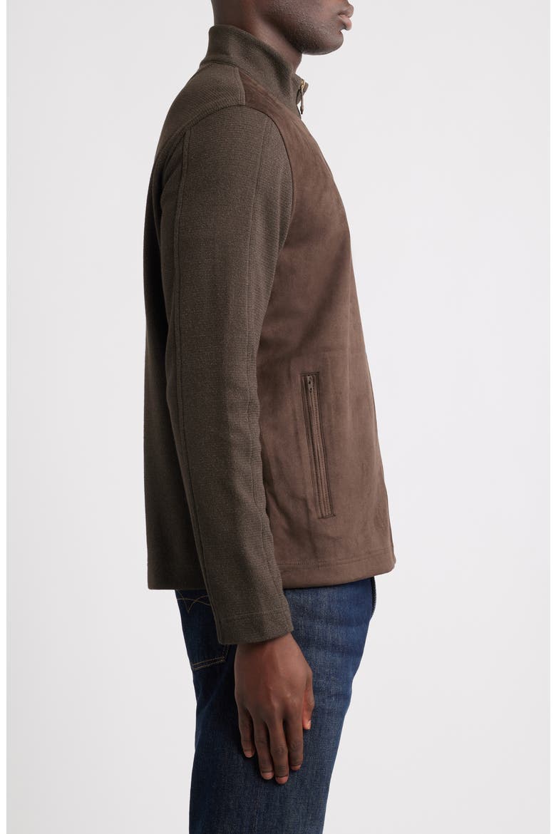 Sueded Mixed Media Jacket, Alternate, color, BROWN