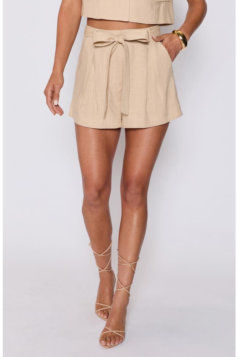 Natalie Tie Waist Shorts (Nordstrom Exclusive), Main, color, TAUPE