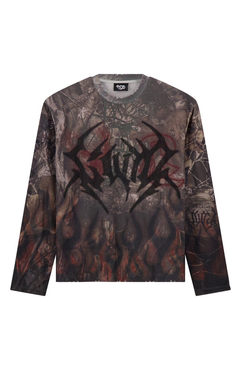 Rolling Loud Gothic Flame Long Sleeve Thermal T-Shirt, Alternate, color, Camo