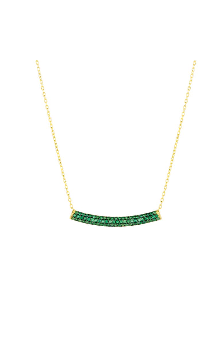 Spero London Sterling Silver Concave Bar Necklace - Green, Main, color, Gold