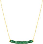 Spero London Sterling Silver Concave Bar Necklace - Green