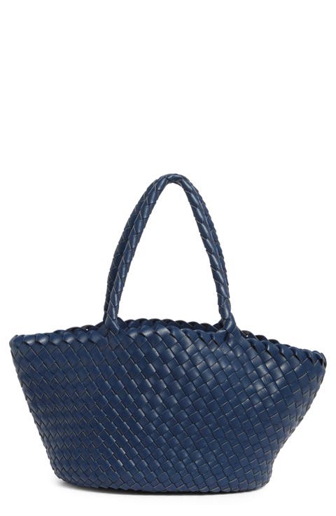 Woven Faux Leather Tote Bag