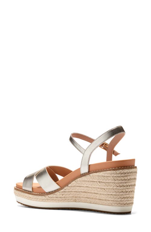 Cole Haan Silvee Espadrille Wedge Sandal In Soft Gold Leather