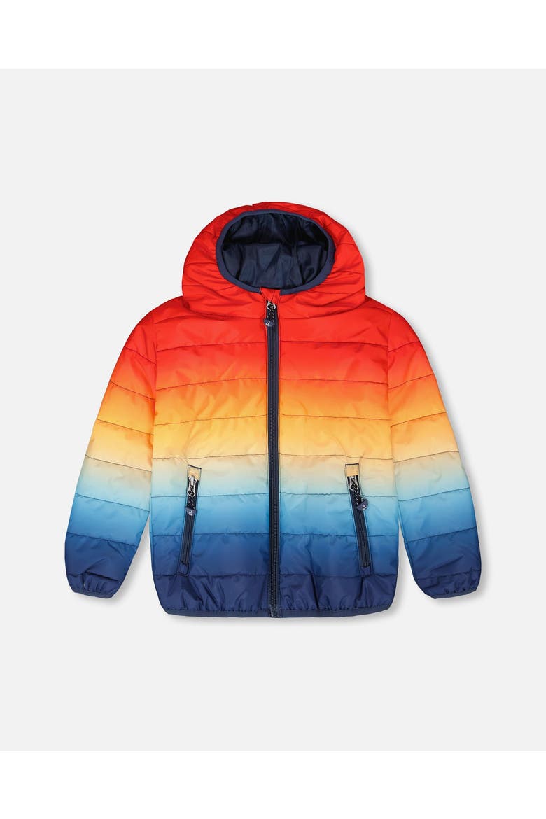 Boy Quilted Mid-Season Gradient Jacket, Main, color, Orange and Blue Gradient