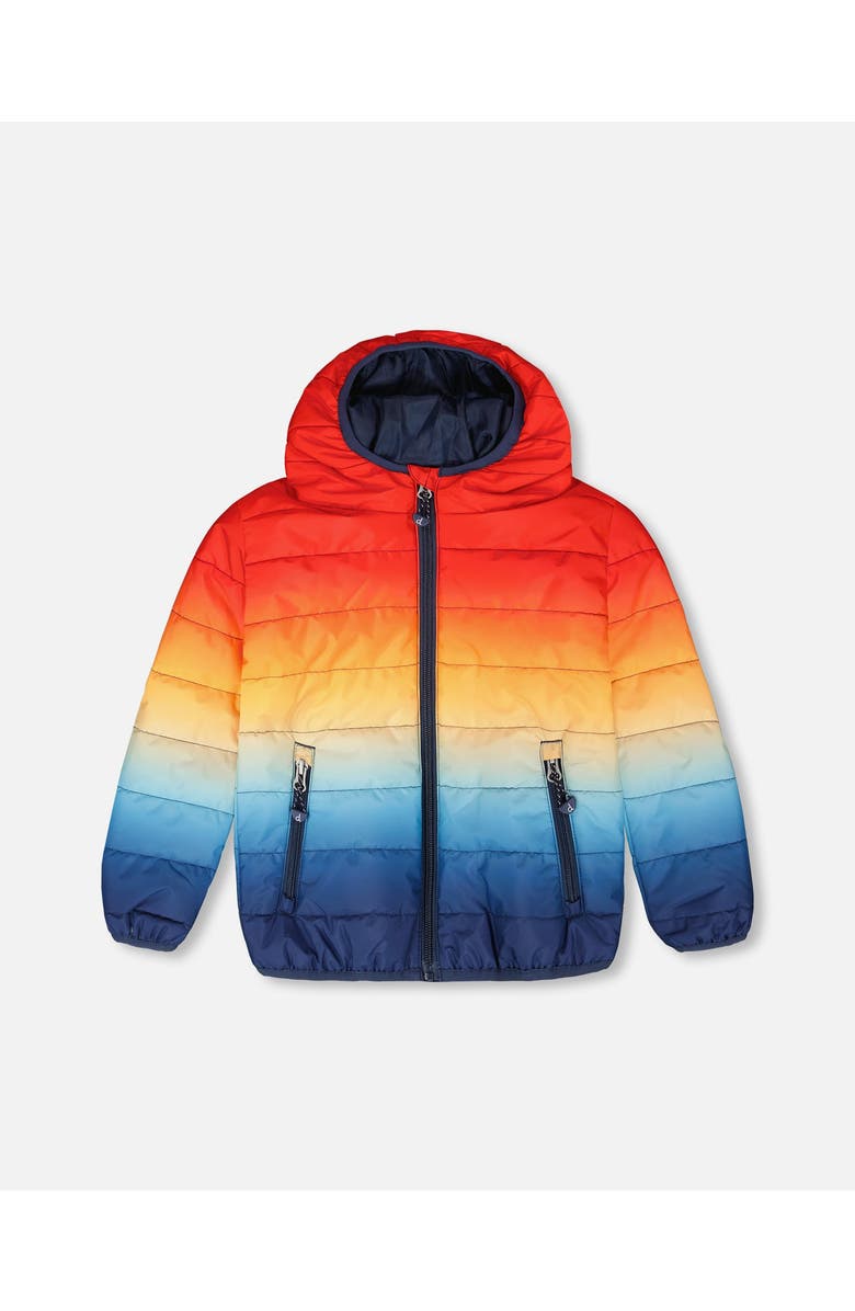 Deux par Deux Boy Quilted Mid-Season Gradient Jacket, Main, color, Orange And Blue Gradient
