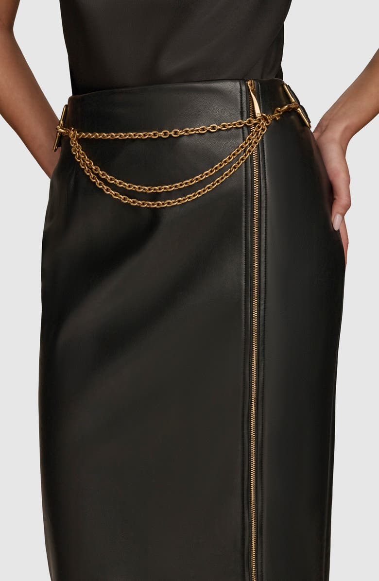 Donna Karan New York Chain Detail Faux Leather Skirt, Alternate, color, 
