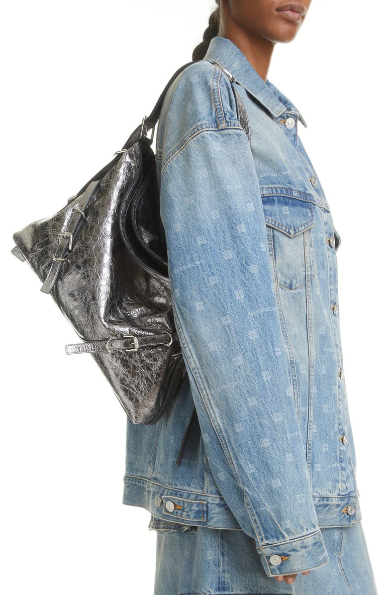 Givenchy Medium Voyou Metallic Leather Hobo, Alternate, color,