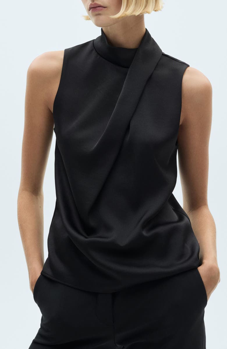 MANGO Draped Satin Top, Main, color, 