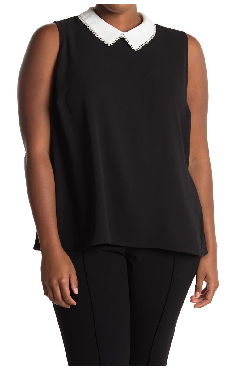 CeCe Peter Pan Collar Sleeveless Blouse, Main, color,