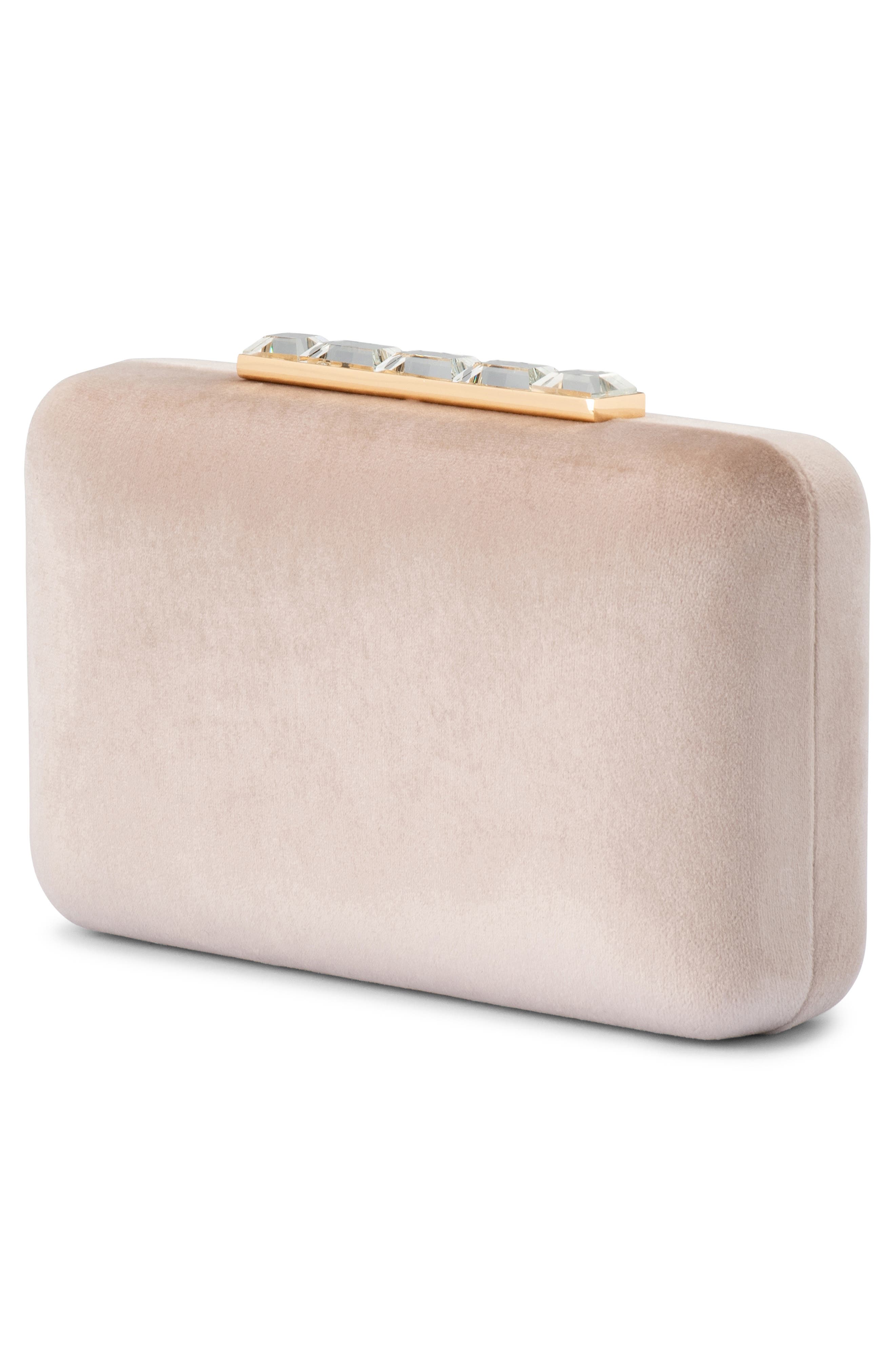 Olga Berg Bess Velvet Frame Clutch, Alternate, color, Natural
