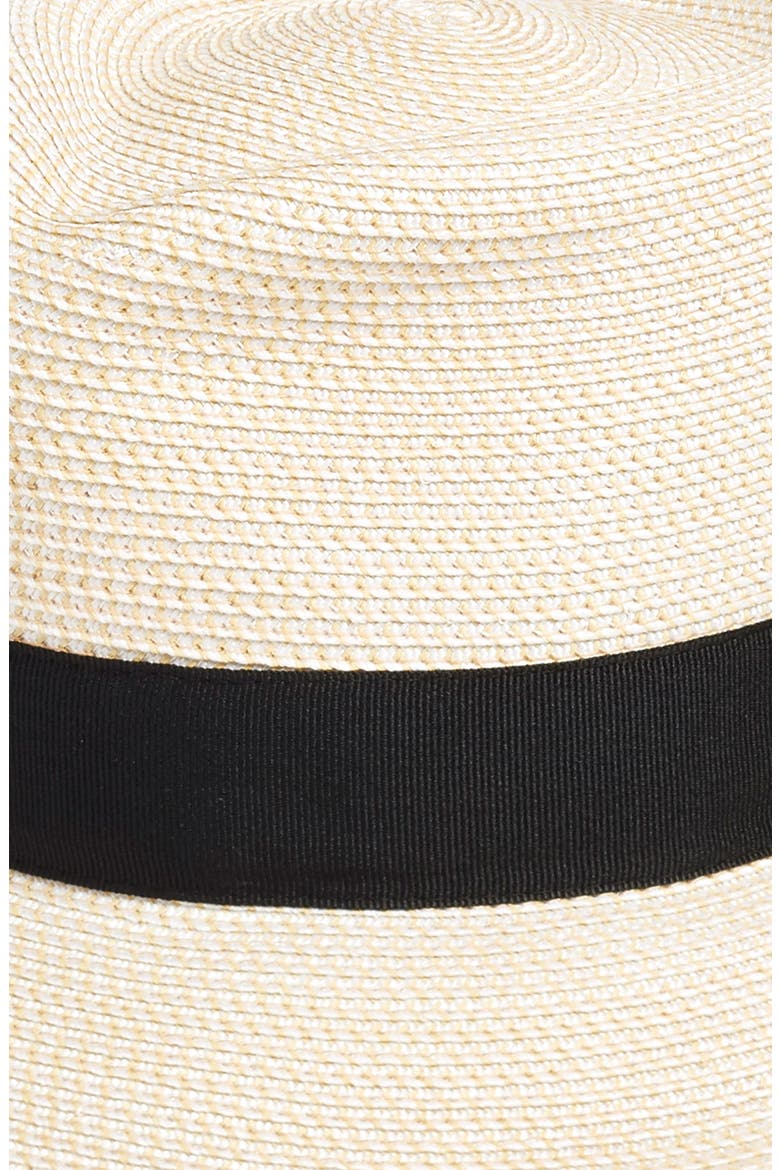 Classic Squishee® Straw Packable Fedora Sun Hat, Alternate, color, CREAM/ BLACK