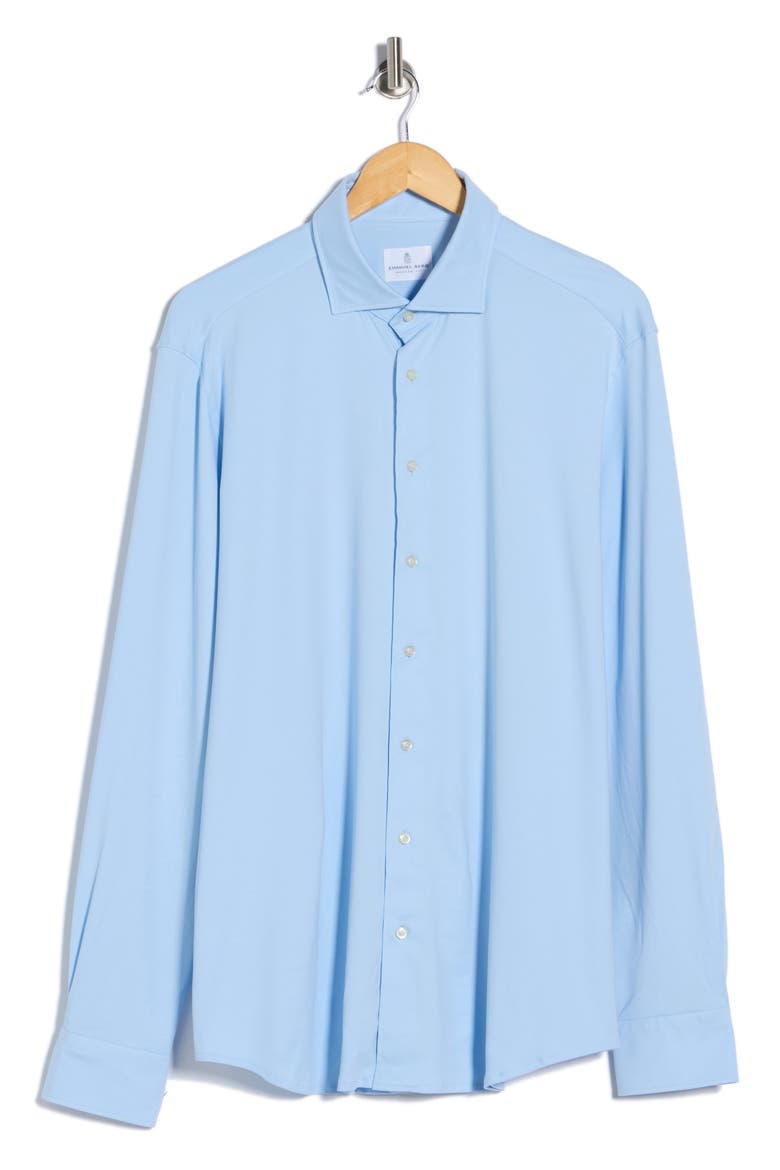 Modern Fit 4Flex Stretch Knit Button-Up Shirt, Alternate, color, LIGHT PASTEL BLUE
