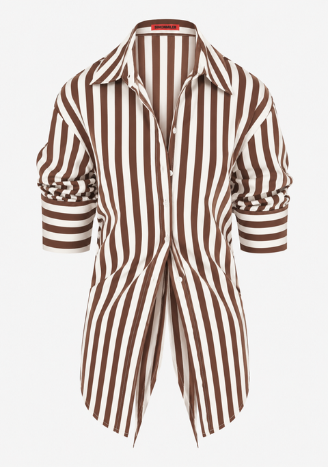 Loch Poplin Tie Back Button Up Shirt