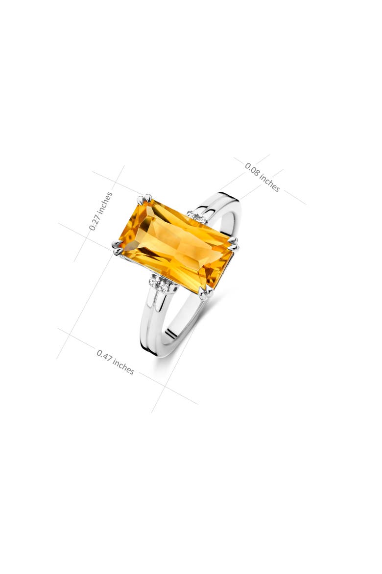 Citrine Diamond Ring | 4 natural diamonds - 1 citrine gemstone | 925 Sterling Silver | Ring | 7 | White Rhodium, Alternate, color, Citrine
