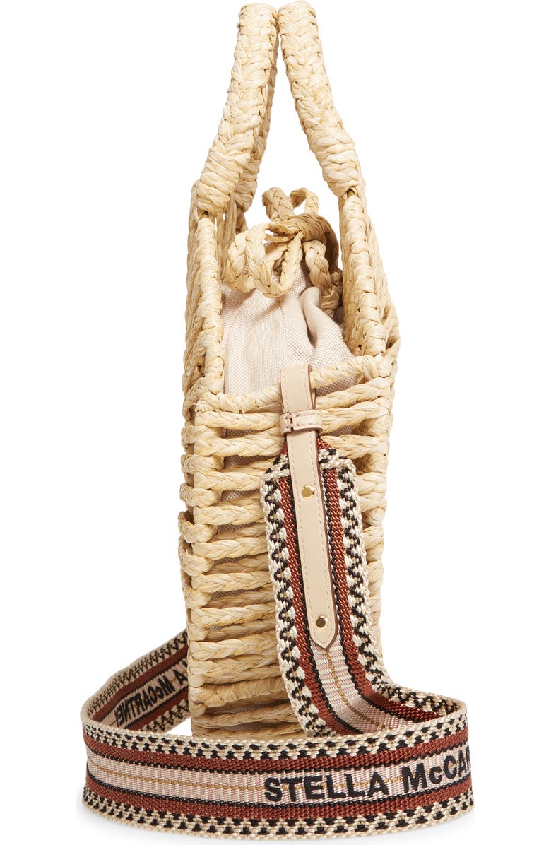 Stella McCartney Logo Woven Raffia Circle Bag, Alternate, color,