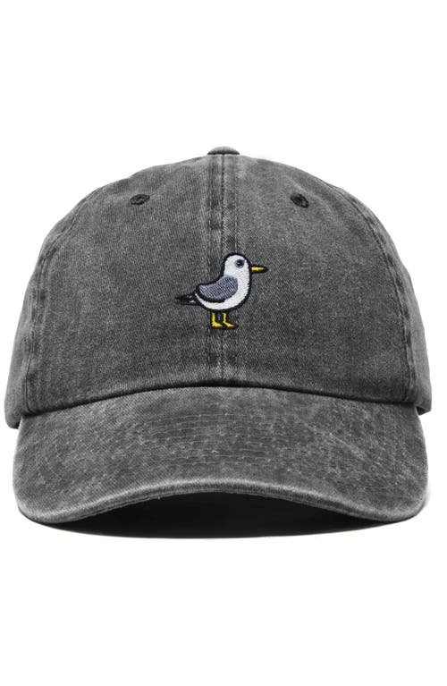 Dalix Seagull Embroidered Everyday Cap In Washed Black