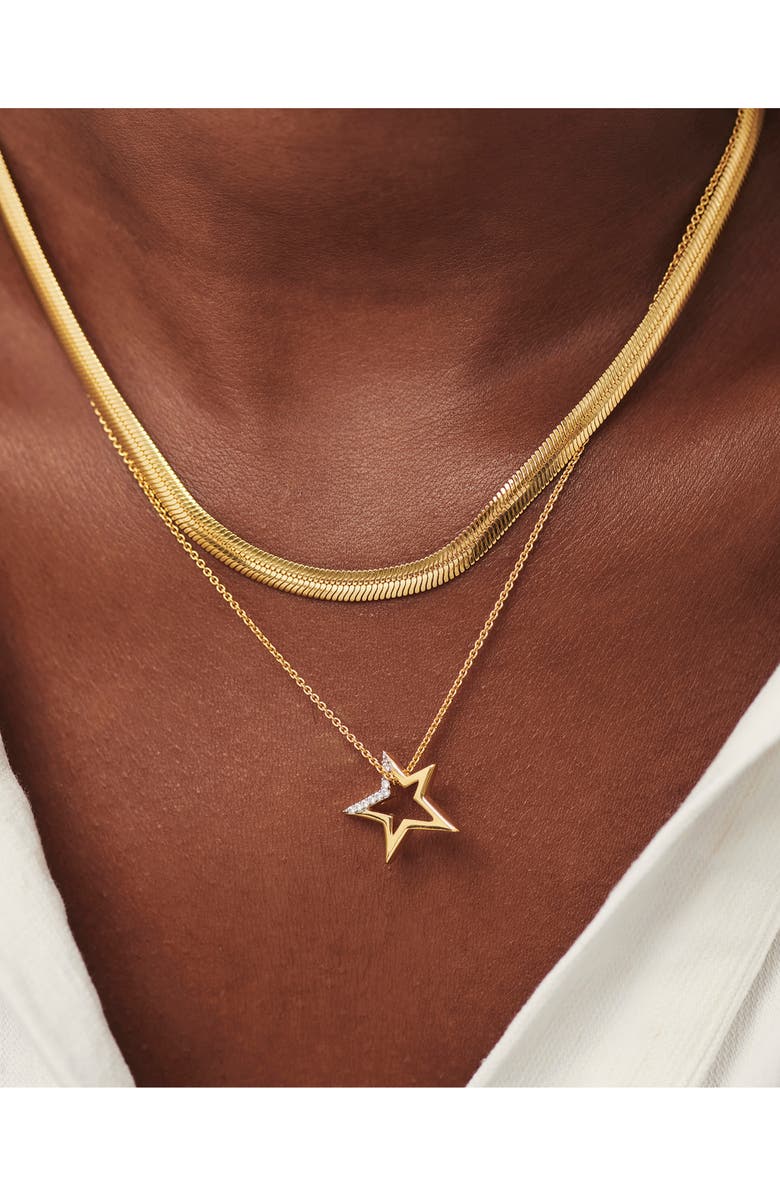Missoma Gold Star Pavé Cubic Zirconia Pendant Necklace, Alternate, color,