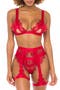 Open Cup Bralette, High Waist Panties & Suspenders Set
