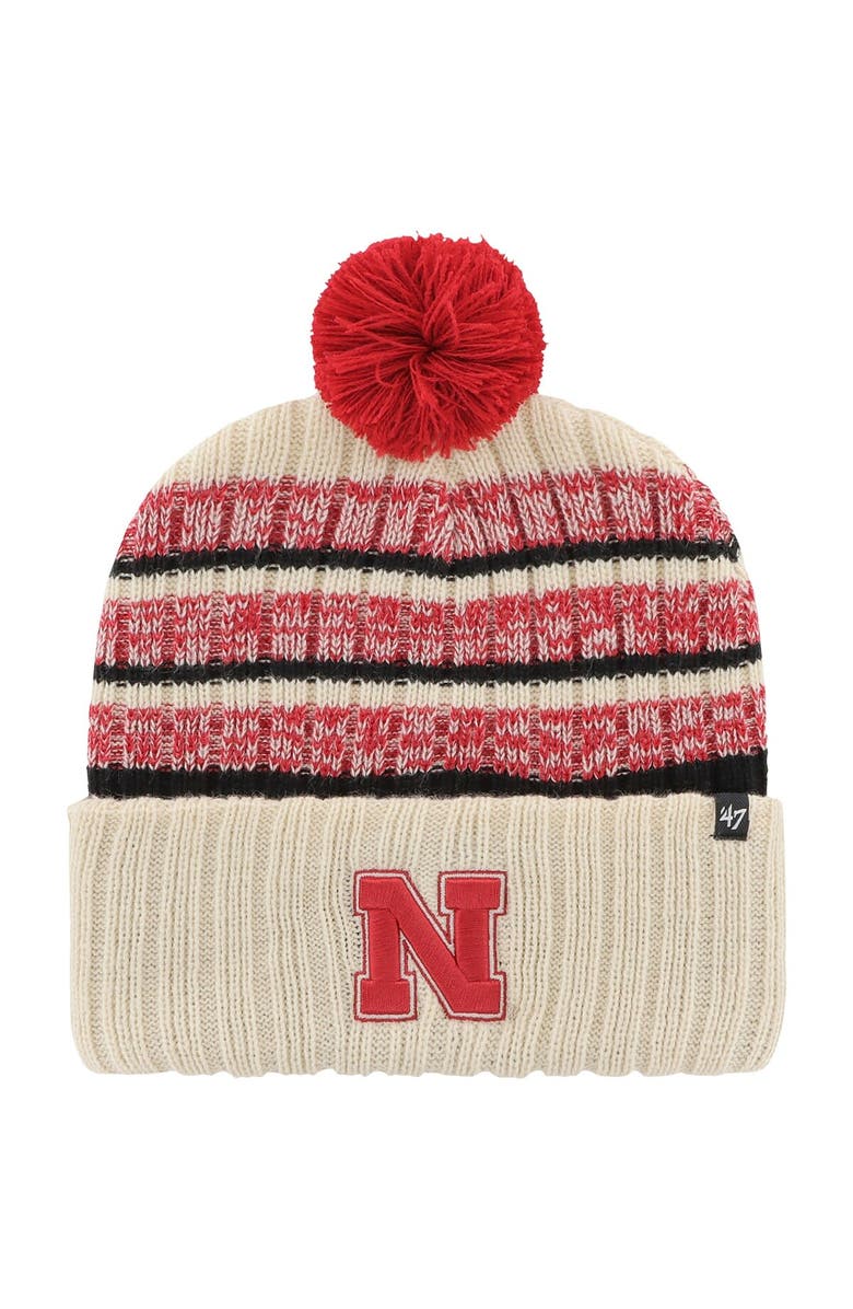 '47 Men's '47 Khaki Nebraska Huskers Tavern Cuffed Knit Hat with Pom, Main, color, Khaki