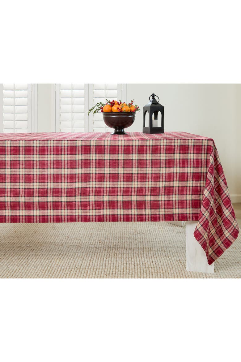 Linen Tablecloth - Burgundy Plaid, Alternate, color, Burgundy