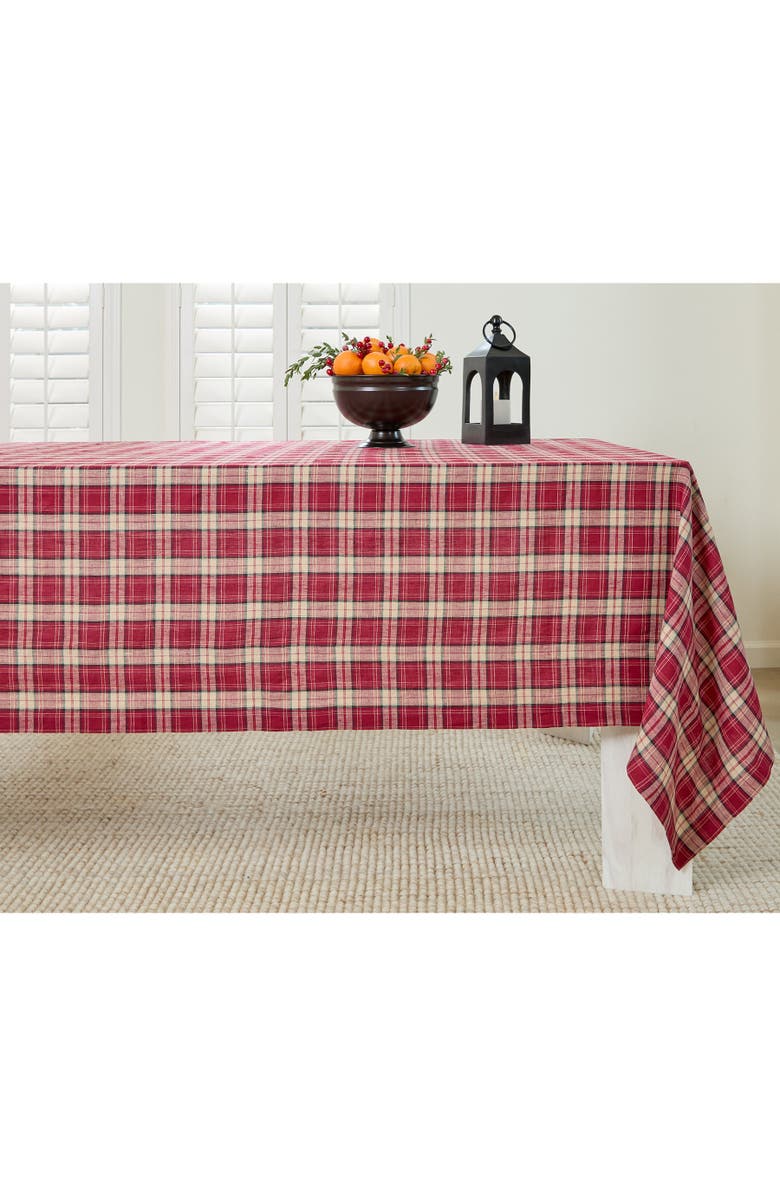 Solino Home Linen Tablecloth - Burgundy Plaid, Alternate, color, Burgundy