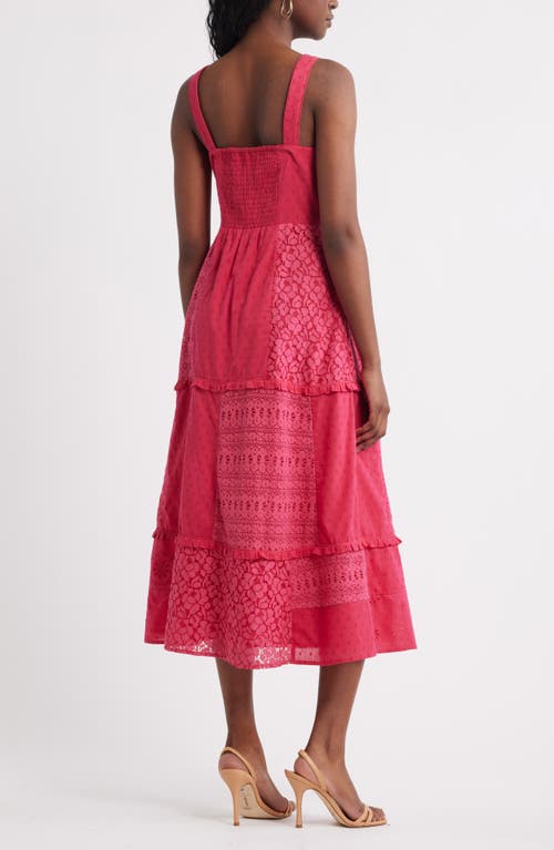 Chelsea28 Sleeveless Embroidered Eyelet Midi Sundress In Red