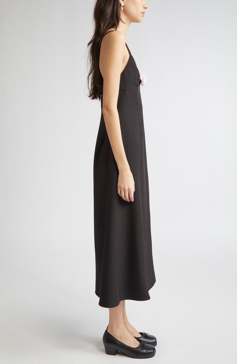 Sandy Liang Pilton Rosette Midi Dress, Alternate, color, Black