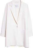 Max Mara Oversize Single Breasted Stretch Wool Canvas Blazer