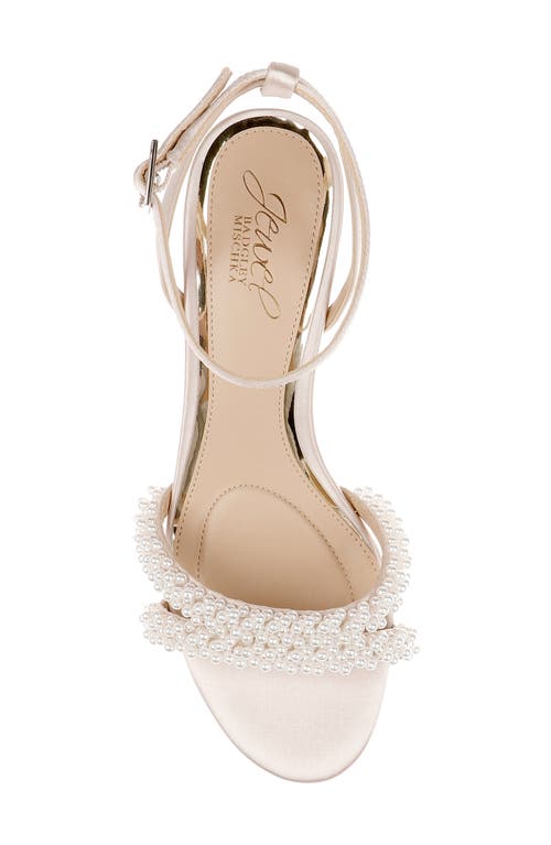 Jewel Badgley Mischka Ninnette Embellished Ankle Strap Sandal In Champagne Satin