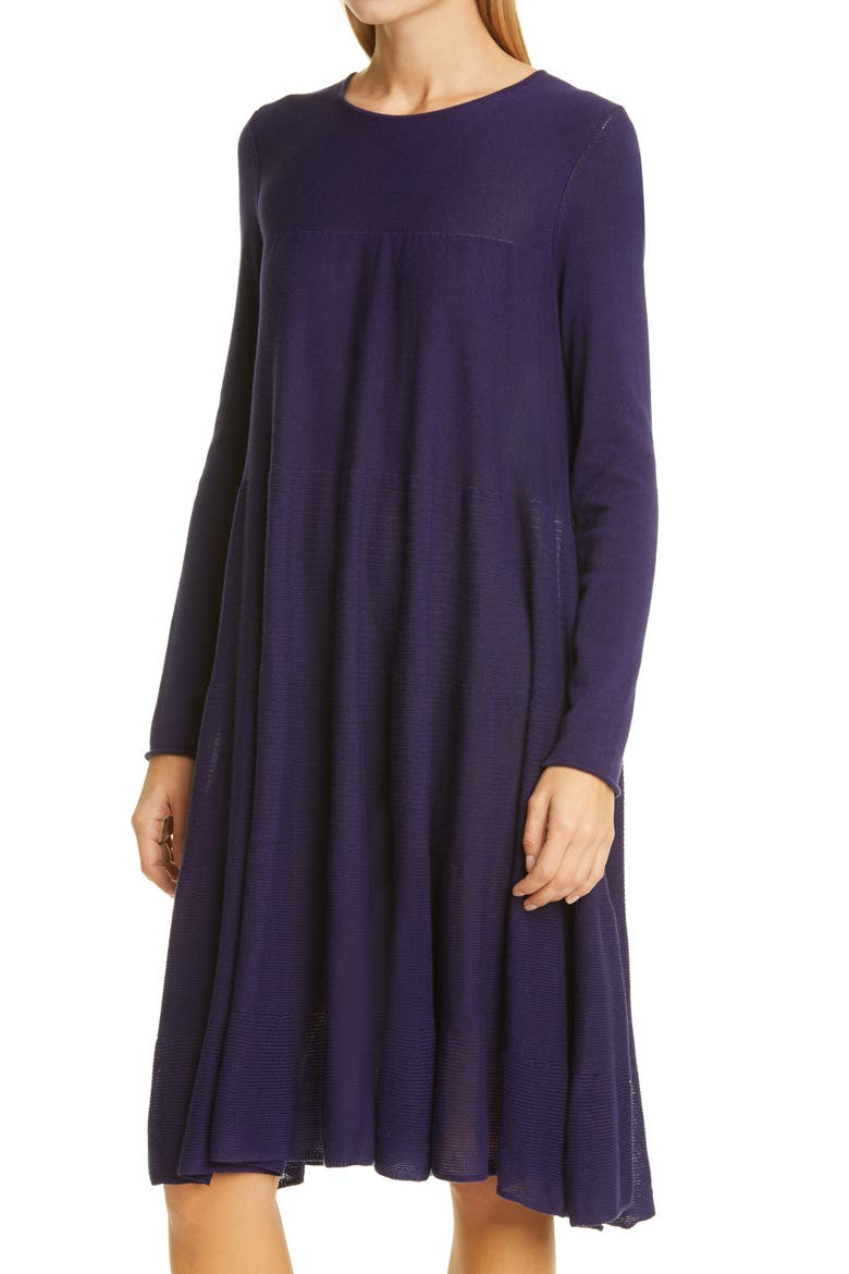 Addison Rib Detail Long Sleeve Dress, Alternate, color, MARINE