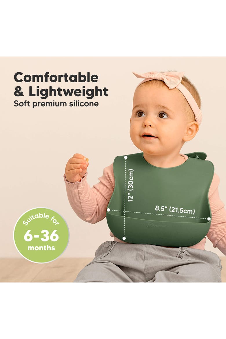 Prep Silicone Bibs, Alternate, color, Forest
