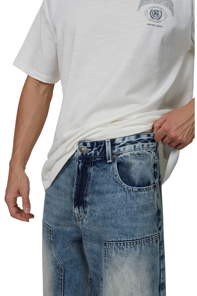 Straight Leg Double Knee Wash Jeans, Alternate, color, Blue