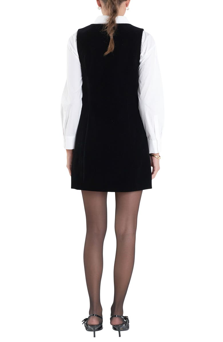 English Factory Sleeveless Velvet Minidress, Alternate, color, Black