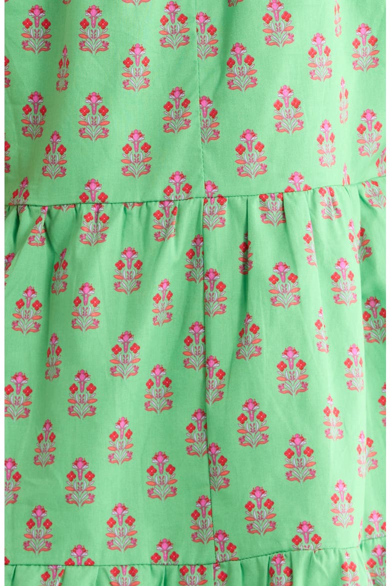 Lauren Floral Tiered Cotton Dress, Alternate, color, LIME-MULTI