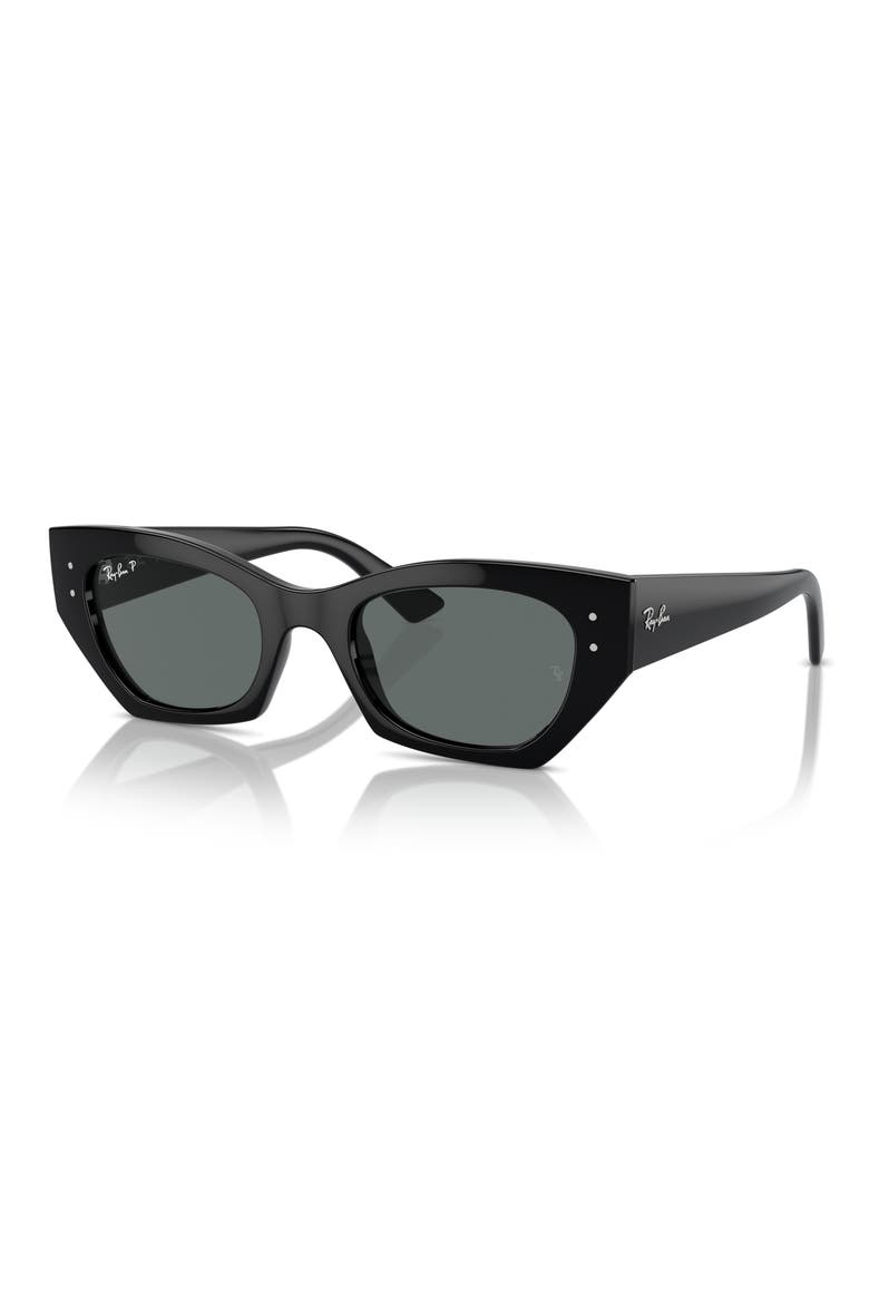 Zena 52mm Polarized Irregular Butterfly Sunglasses, Alternate, color, BLACK