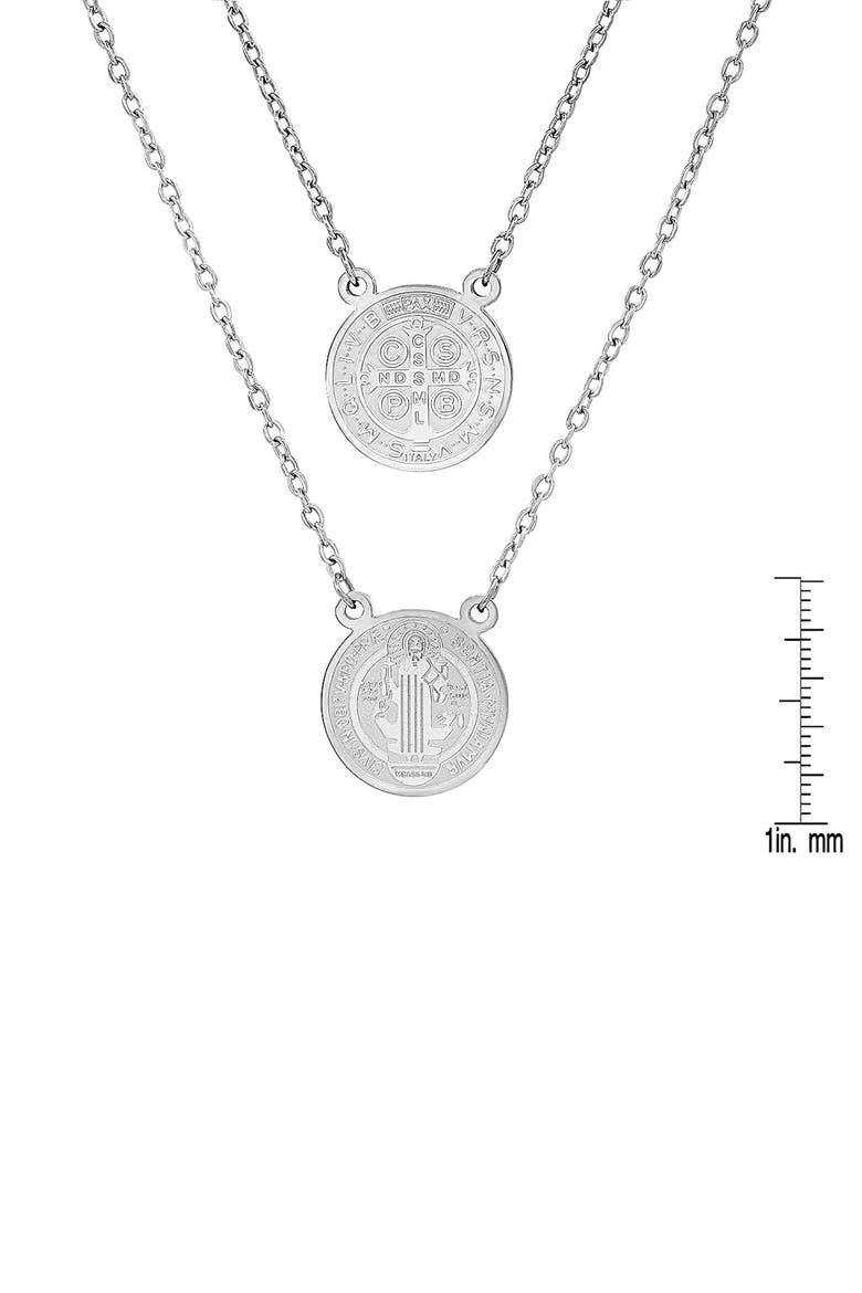 Saint Medallion Pendant Long Necklace, Alternate, color, SILVER