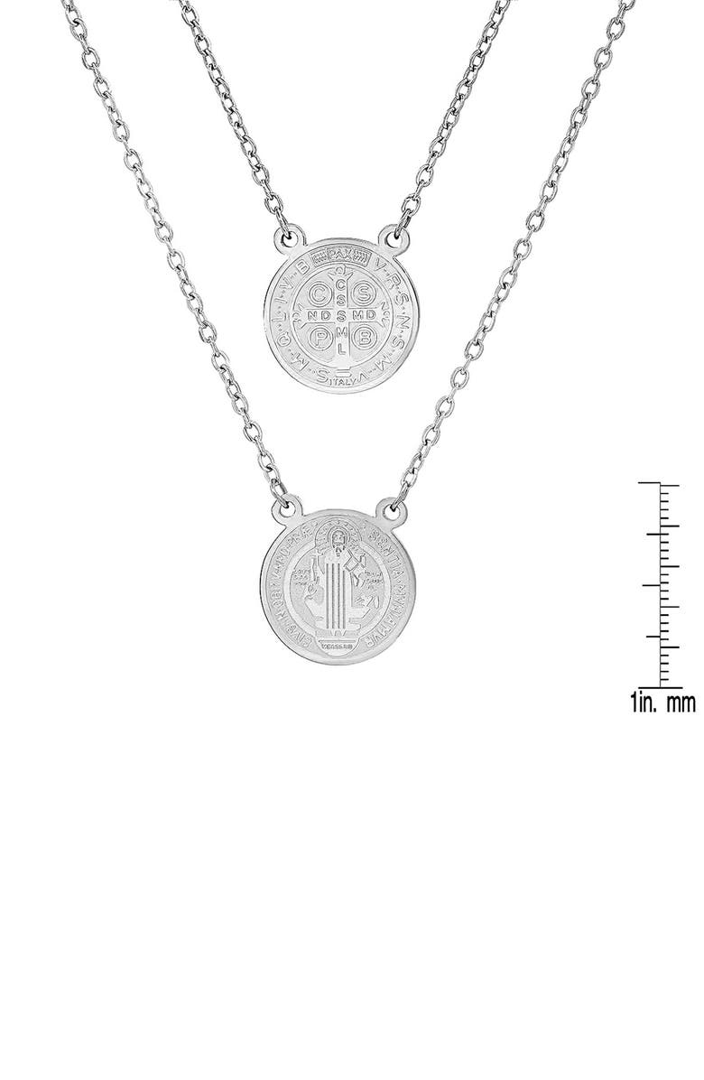 STEELTIME Saint Medallion Pendant Long Necklace, Alternate, color, Silver