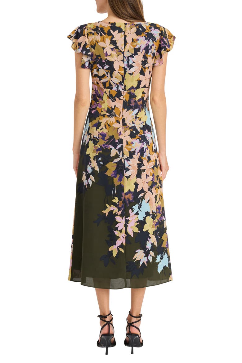 Floral Empire Waist Maxi Dress, Alternate, color, OLIVE GREEN/TAN