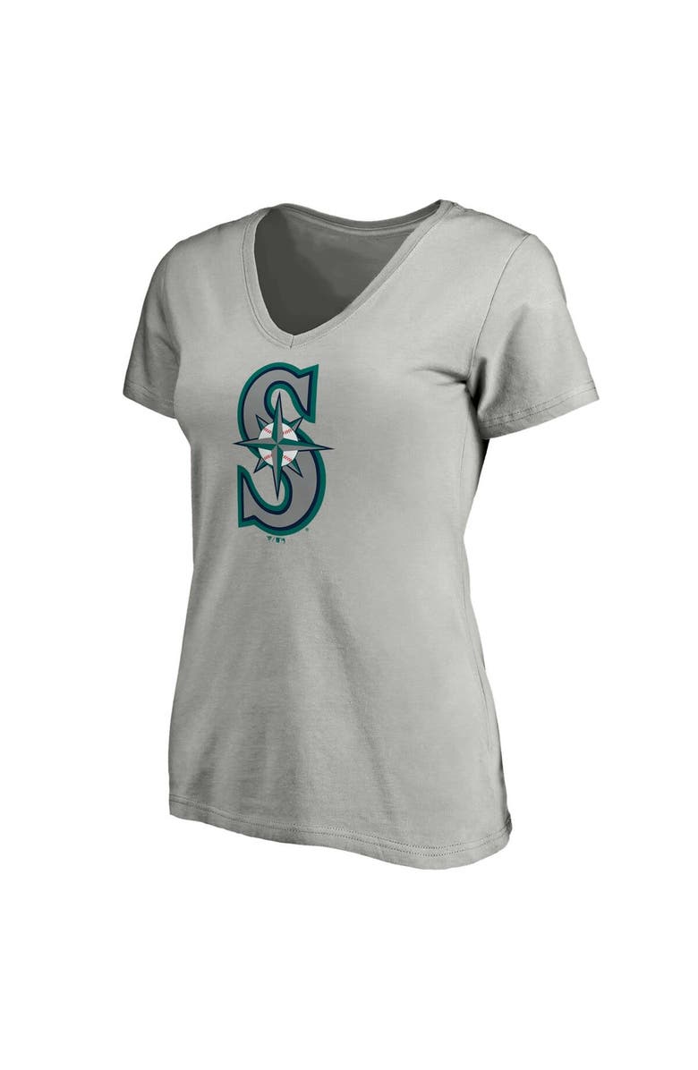 FANATICS Women's Fanatics Branded Heathered Gray Seattle Mariners Core Official Logo V-Neck T-Shirt, Alternate, color, 
