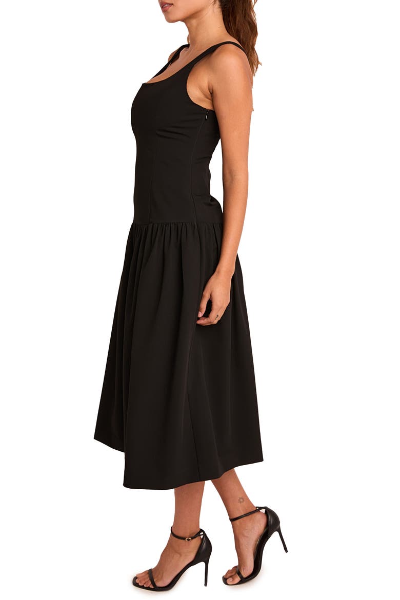 Drop Waist Midi Dress, Alternate, color, BLACK