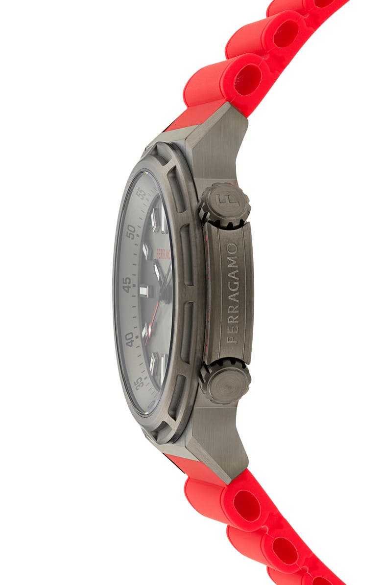 FERRAGAMO Sport Silicone Strap Watch, 46mm, Alternate, color, 