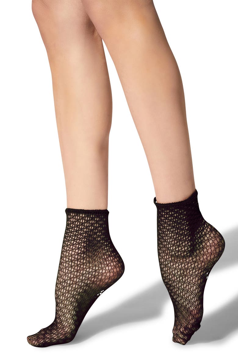 Wolford Fine Net Ankle Socks, Main, color, 