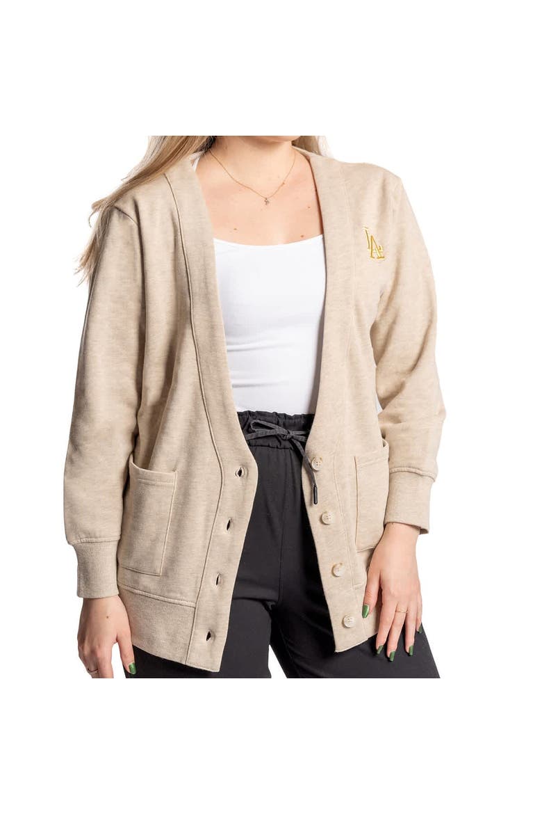 Women's Lusso  Natural Los Angeles Dodgers Malibu Full-Button Cardigan, Alternate, color, Natural