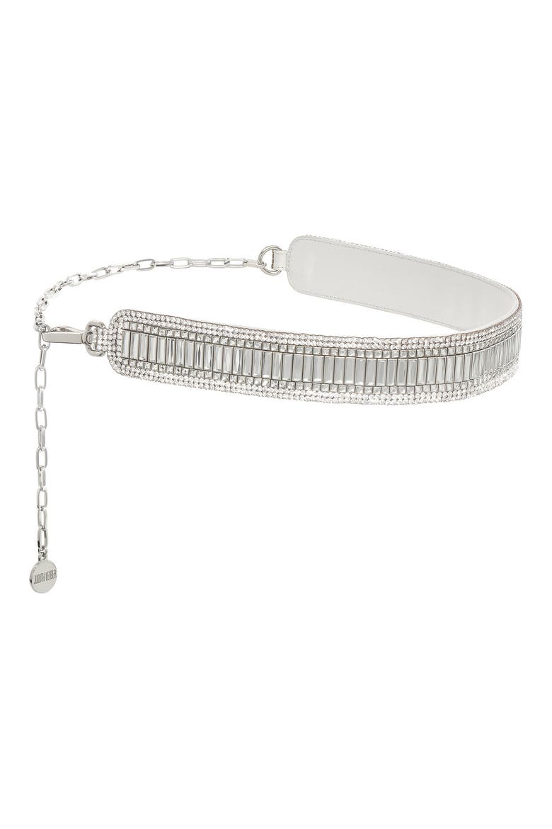 Baguette Beaded Chain Belt, Alternate, color, SILVER