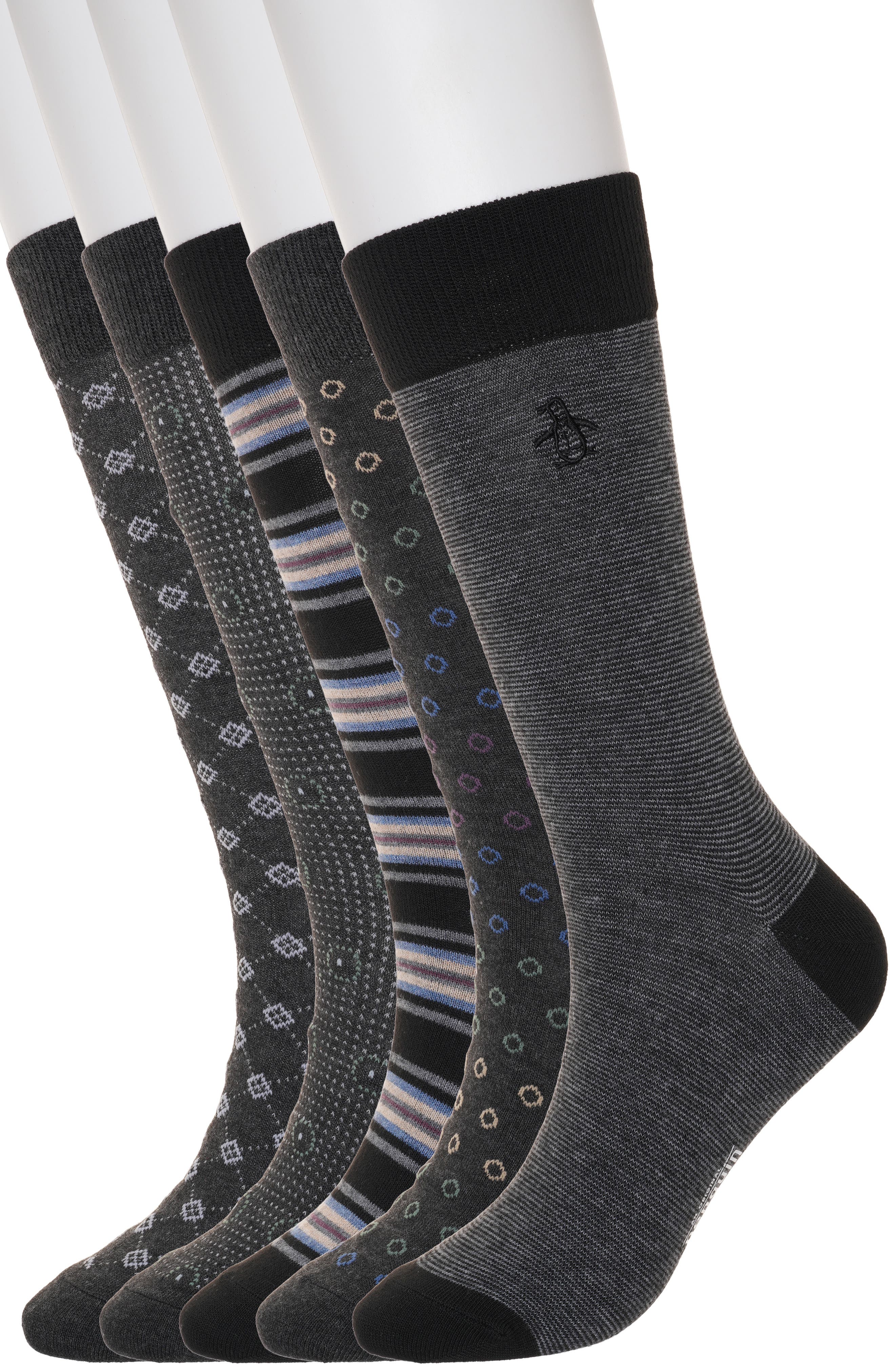 Original Penguin Birdseye Neat 5-Pack Assorted Crew Socks
