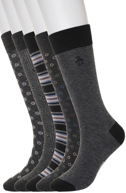 Birdseye Neat 5-Pack Assorted Crew Socks